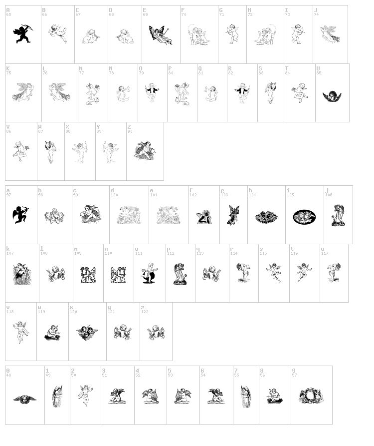 Angels Free font map